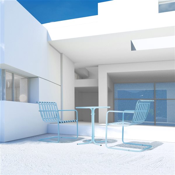 Outsunny Blue Steel Frame Bistro Set - 3-Piece