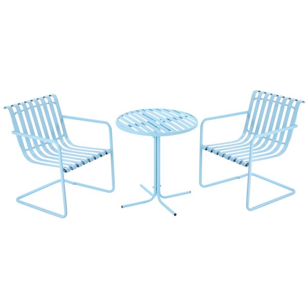 Outsunny Blue Steel Frame Bistro Set - 3-Piece