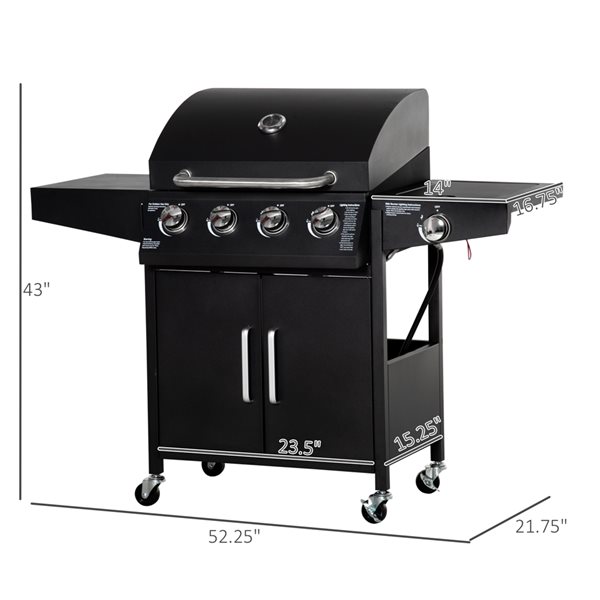 4 burner gas 2024 bbq with side burner