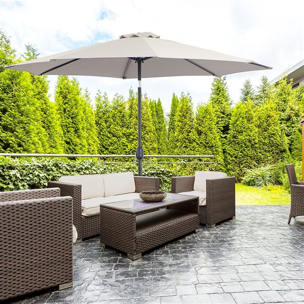 Outsunny 10-ft x 8-ft Grey Crank Patio Umbrella