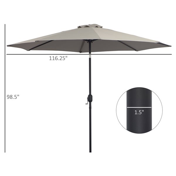 Outsunny 10-ft x 8-ft Grey Crank Patio Umbrella