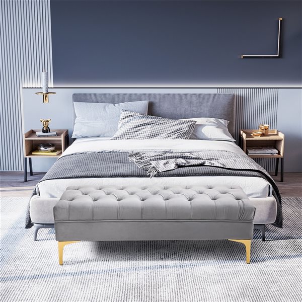 HOMCOM Modern Grey Indoor Bench