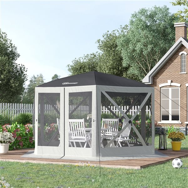 Outsunny Grey Polyester Mesh Screen Tent 12-ft x 12-ft