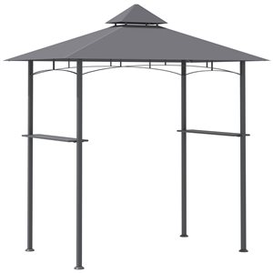Outsunny Grey Metal 8-ft x 4.9-ft Rectangle Permanent Barbecue Shelter with Polyester Roof
