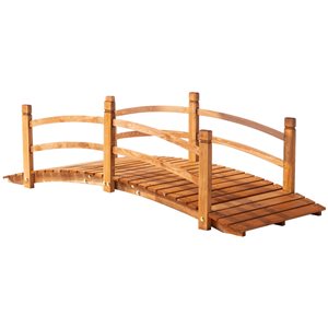 Outsunny 6-ft Orange Fir Wood Garden Bridge