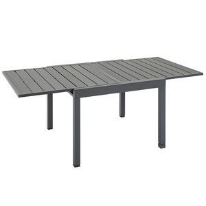 Outsunny 35.5-in W x 70.75-in L Grey Rectangular Extendable Outdoor Dining Table