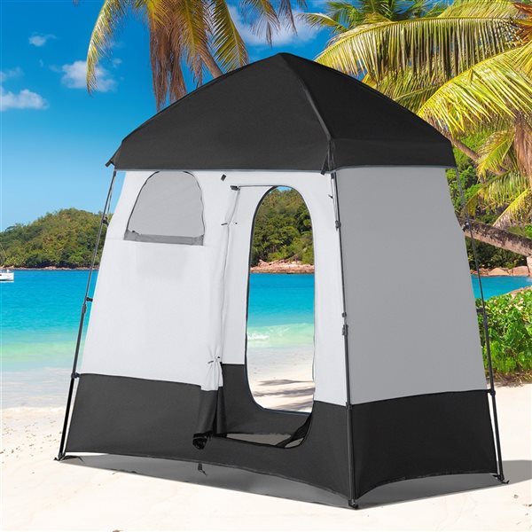 Outsunny Black Polyester Shower Tent with Carrying Bag