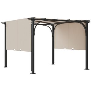 Outsunny 9.8-ft W x 9.8 L x 7.4-in H Black Metal Freestanding Pergola with Canopy Included