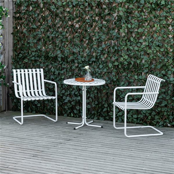 Outsunny White Steel Frame Bistro Set - 3-Piece