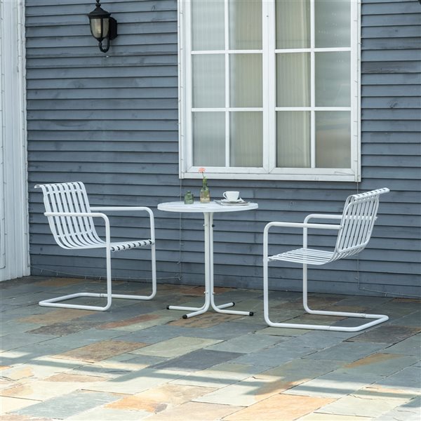 Outsunny White Steel Frame Bistro Set - 3-Piece