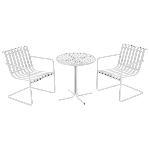 Outsunny White Steel Frame Bistro Set - 3-Piece