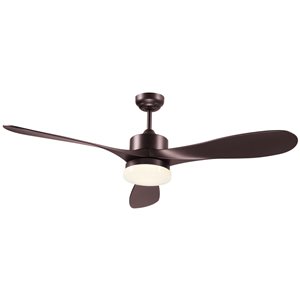 HomCom 52-in Brown LED Downrod 3-Blade Reversible Ceiling Fan with Handheld Remote Control Included
