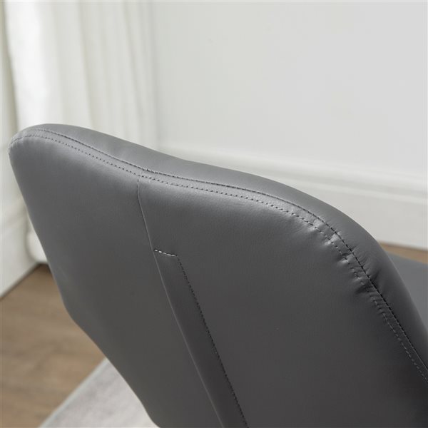 HOMCOM Grey Adjustable Height Upholstered Swivel Bar Stools - Set of 2