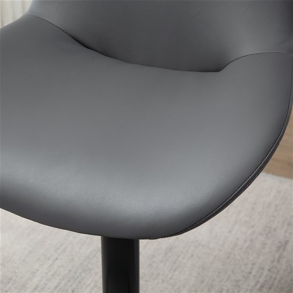 HOMCOM Grey Adjustable Height Upholstered Swivel Bar Stools - Set of 2
