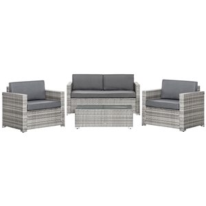 Outsunny Grey Rattan Patio Conversation Set - 4-Piece