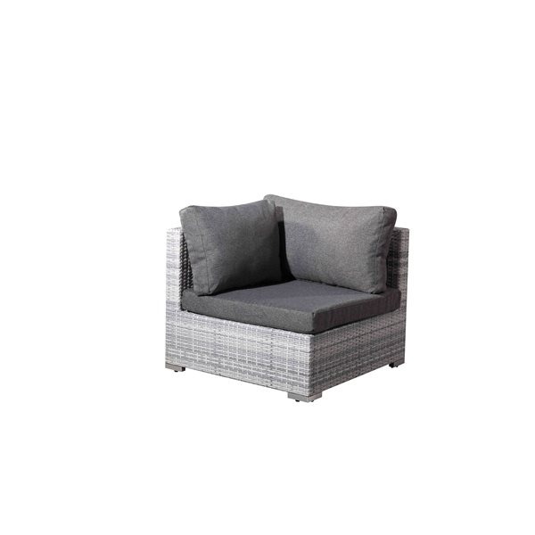Velago Fresco Basic Light Grey Wicker Outdoor Sofa with Grey Polyester Cushions Included