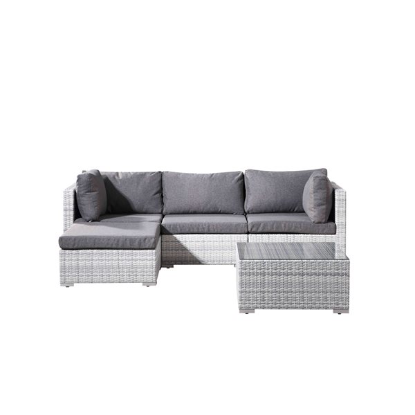 Velago Fresco Basic Light Grey Wicker Outdoor Sofa with Grey Polyester Cushions Included