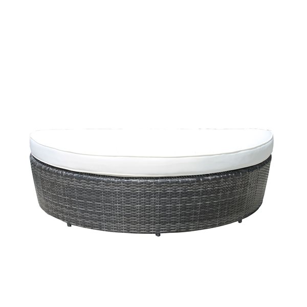 Velago Sogno Deluxe Charcoal Grey Wicker Outdoor Daybed with Off-White Polyester Cushions