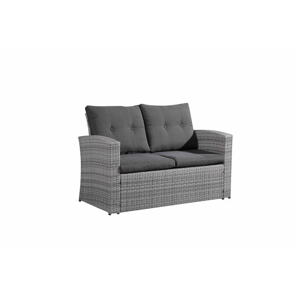 Velago LAMONE Light Grey Patio Conversation Set with Grey Polyester Cushions Included - 4-Piece