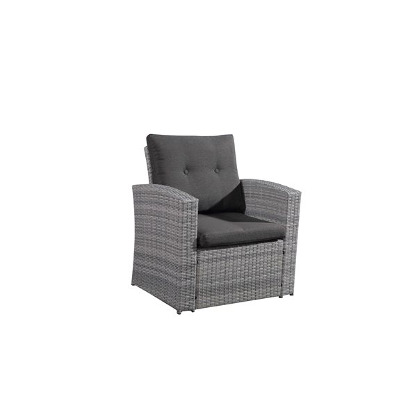 Velago LAMONE Light Grey Patio Conversation Set with Grey Polyester Cushions Included - 4-Piece