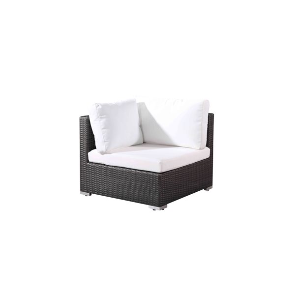 Velago Fresco Extended Charcoal Grey Wicker Outdoor Sofa with Off-White Polyester Cushions Included