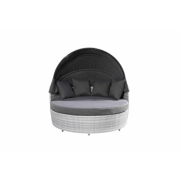 Velago Sogno Deluxe Light Grey Wicker Outdoor Daybed with Grey Polyester Cushions Included