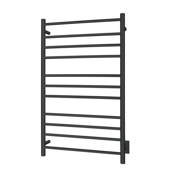 WarmlyYours Malta Matte Black Hardwired Towel Warmer with 11 Bars