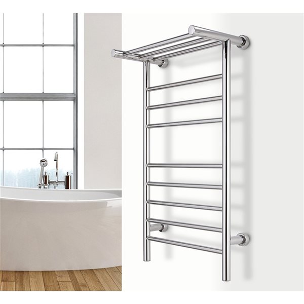 WarmlyYours Summit Polished Stainless Steel Hardwired Towel Warmer with 8 Bars