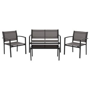 CorLiving Everett Grey Polyester and Metal Frame Patio Conversation Set - 4-Piece