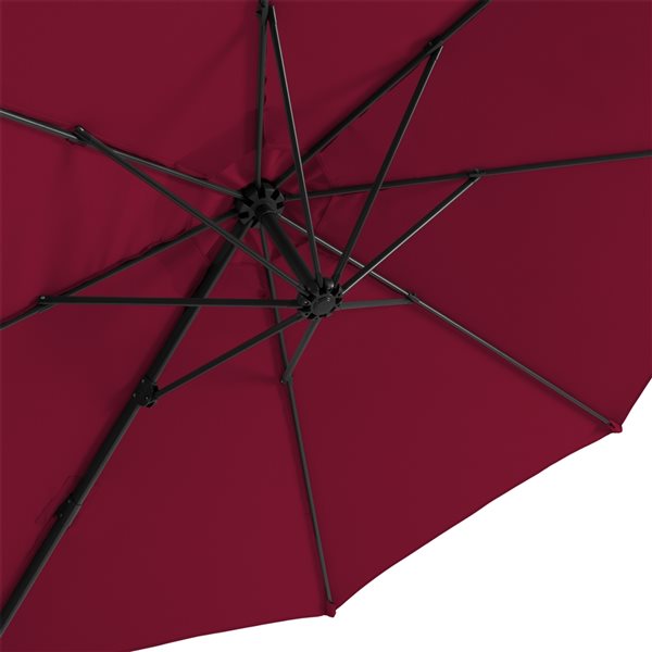 CorLiving Parasol de patio inclinable et déporté rouge vin de 9,5 pi avec poteau en aluminium