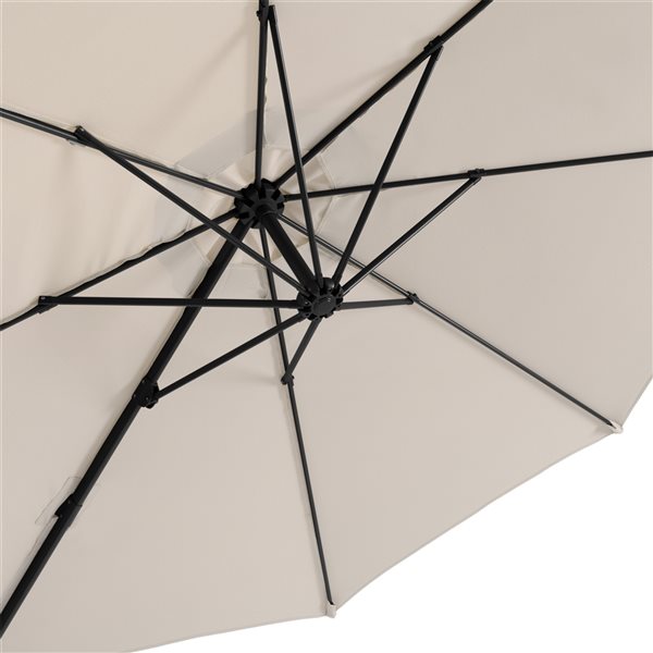 CorLiving Parasol de patio inclinable et déporté blanc cassé de 9,5 pi avec mât en aluminium