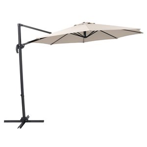 CorLiving Off White 9.5Ft Offset Tilting Patio Umbrella with Aluminum Pole