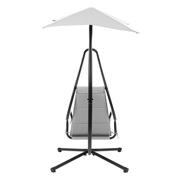 CorLiving Kinsley 1-Person Light Grey Steel Patio Swing Chair with Canopy