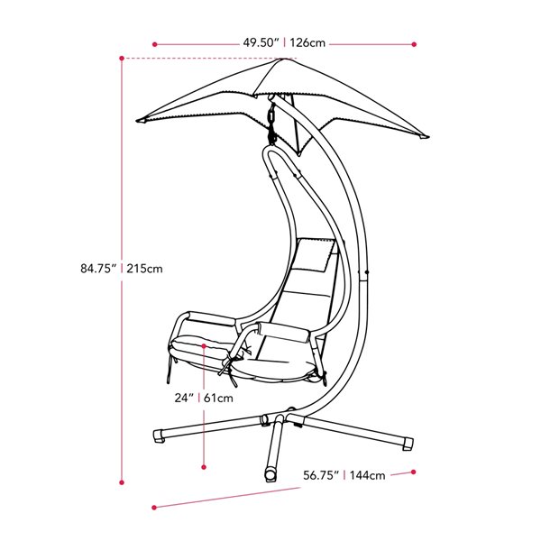 CorLiving Kinsley 1-Person Light Grey Steel Patio Swing Chair with Canopy