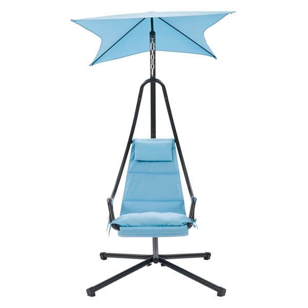 Balancelle de patio Kinsley de CorLiving pour 1 personne en acier bleu pâle avec auvent