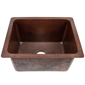 Premier Copper Products 17-in L x 13-in W Oil-Rubbed Bronze Hammered Copper Drop-in or Undermount Residential Bar Sink
