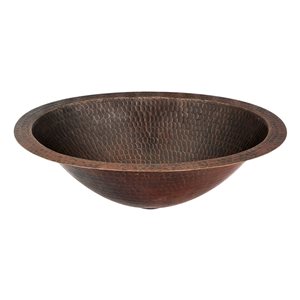 Premier Copper Products Oil-Rubbed Bronze Copper Undermount Oval Bathroom Sink (15-in x 11-in)