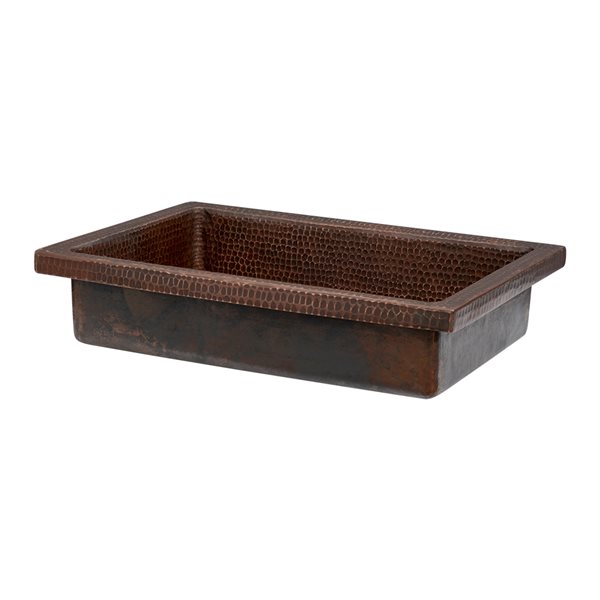 Premier Copper Products Oil-Rubbed Bronze Copper Rectangular Vessel Bathroom Sink (20-in x 14-in)