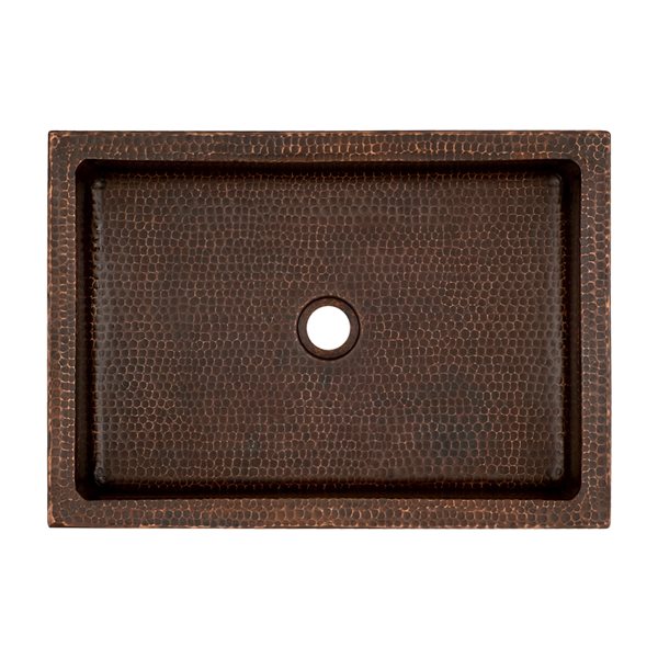 Premier Copper Products Oil-Rubbed Bronze Copper Rectangular Vessel Bathroom Sink (20-in x 14-in)