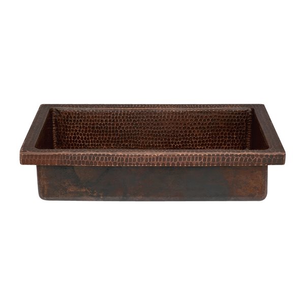 Premier Copper Products Oil-Rubbed Bronze Copper Rectangular Vessel Bathroom Sink (20-in x 14-in)