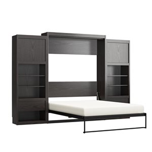 Signature Sleep Espresso Queen Murphy Bed with Side Cabinets