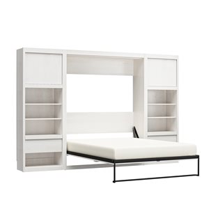 Signature Sleep Ivory Oak Full Murphy Bed with Side Cabinets