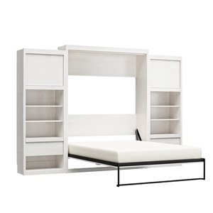 Signature Sleep Ivory Oak Queen Murphy Bed with Side Cabinets