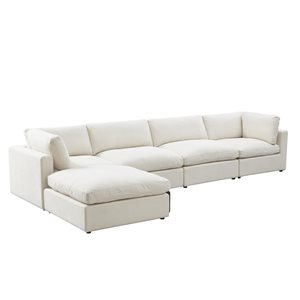 Inspired Home Yaritza Modern Upholstered Cream White Linen Sofa