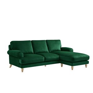 Inspired Home Carli Modern Upholstered Hunter Green/Velvet Sofa