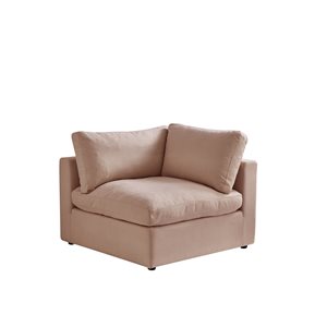 Inspired Home Yaritza Modern Pink Linen Corner Sofa