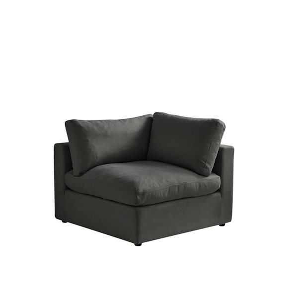 Inspired Home Yaritza Modern Upholstered Charcoal Linen Corner Sofa