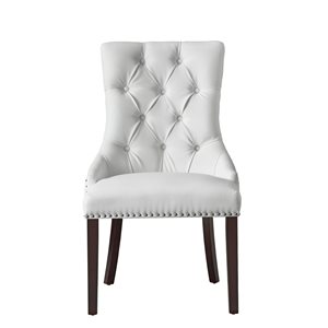 Inspired Home Set of 2 Autumn Traditional White Faux leather Upholstered Parson Chair (Wood Frame)
