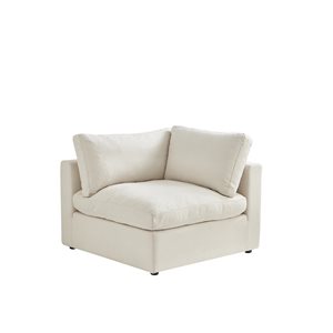 Inspired Home Yaritza Modern Upholstered Cream White Linen Corner Sofa