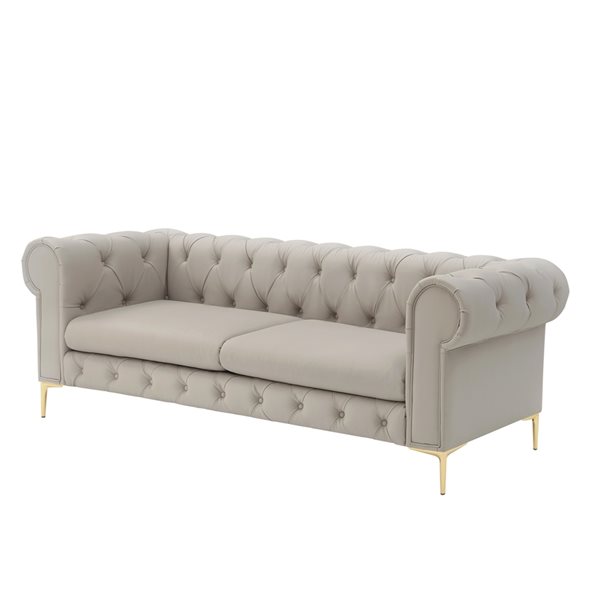 Inspired Home Raeleigh Modern Tufted Grey Faux Leather 3-Seat Sofa ...